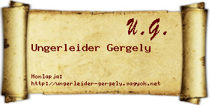 Ungerleider Gergely névjegykártya
